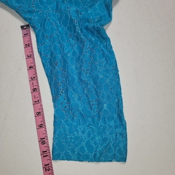 Valerie Stevens Women’s teal Blue Lace Lightweight Button Up Blouse shacket XL - Picture 4 of 12